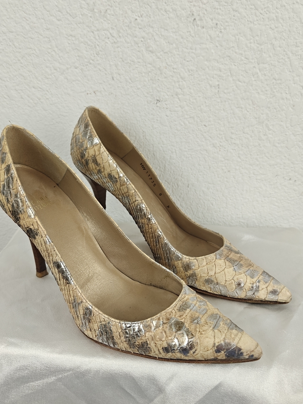 Stuart Weitzman Animal Print Leather Pumps 4” Chic Designer Statement Heels 8N - Picture 2 of 11